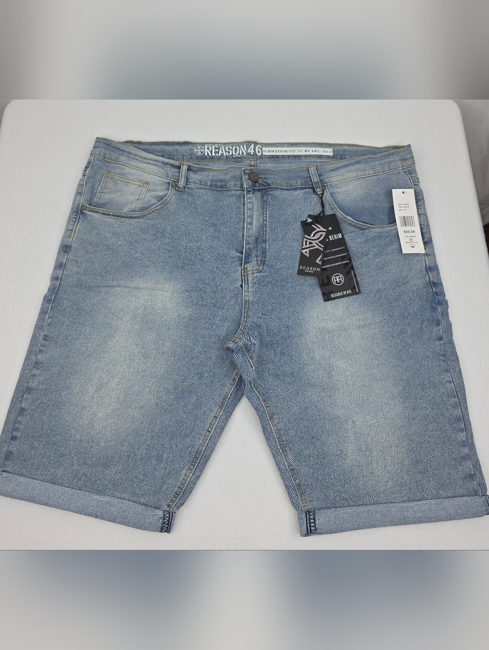 Reason Brand Men's Light Wash Blue Denim Shorts Size 46 NWT AB-3425